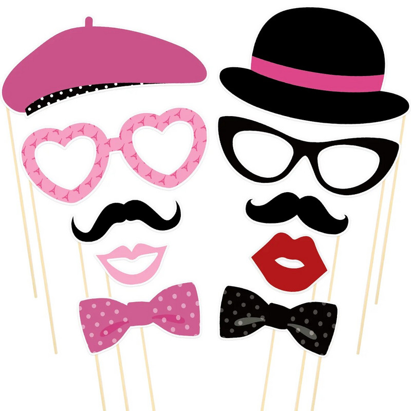 Decoratiuni foto de petrecere la Paris Recuzită pentru cabină Favoruri pentru ziua de naștere Suporturi pentru trandafiri Set de kit de aur franceză pentru fete Prop Selfie