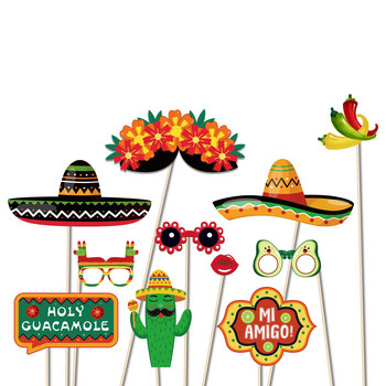 Декорация на реквизита за партита на мексиканския Cinco De Mayo Festival Photo Booth, кактус, пипер, авокадо, консумативи за фотосесия Направи си сам, 25 бр.