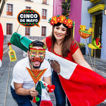 Декорация на реквизита за партита на мексиканския Cinco De Mayo Festival Photo Booth, кактус, пипер, авокадо, консумативи за фотосесия Направи си сам, 25 бр.