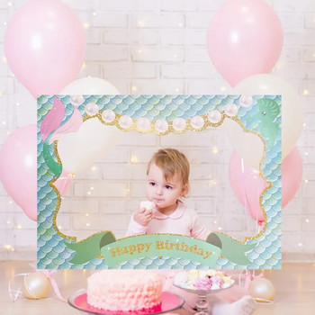 Chicinlife Mermaid Party Photo Booth Props Frame Baby Shower Decoration Wedding Kids Girl Честит рожден ден PhotoBooth Supplies