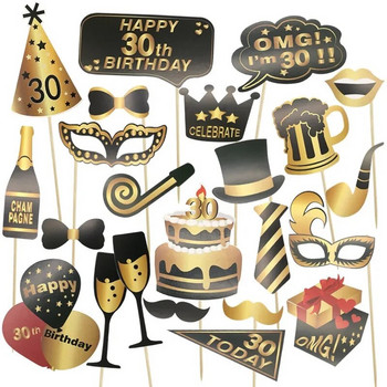 1Σετ μαύρο ροζ χρυσό 18 21 30 40 50 60α γενέθλια φορητά φωτογραφικά στηρίγματα για ενήλικες Happy Birthday Party Decor Supplies