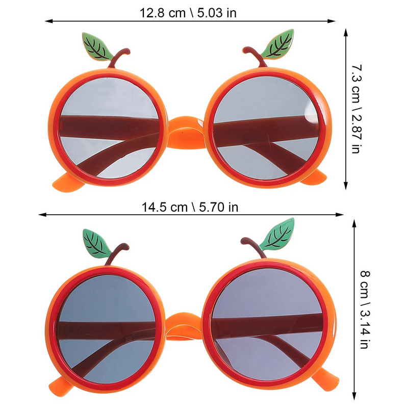 4 vnt Oranžinės formos akiniai Havajų vakarėlio nuotraukų rėmeliai Plastikiniai vaisių papuošalai Pilviniai, praktiški vaikui