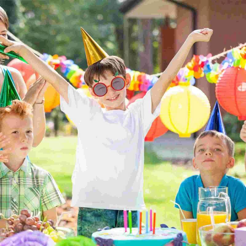 4 vnt Oranžinės formos akiniai Havajų vakarėlio nuotraukų rėmeliai Plastikiniai vaisių papuošalai Pilviniai, praktiški vaikui