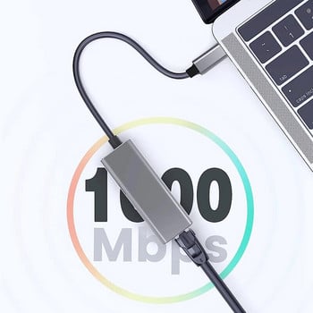 USB C към 1000Mbps Ethernet адаптер Thunderbolt3 Type-C към RJ45 LAN Gigabit мрежова карта, съвместима за лаптоп с Windows MacOS