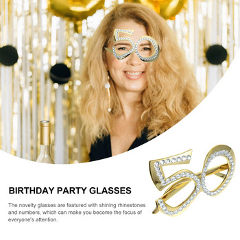 Γυαλιά ηλίου 50ων γενεθλίων Πλαστικά γυαλιά πάρτι Αριθμός Rhinestone Γυαλιά ηλίου με χάντρες 50th Anniversary