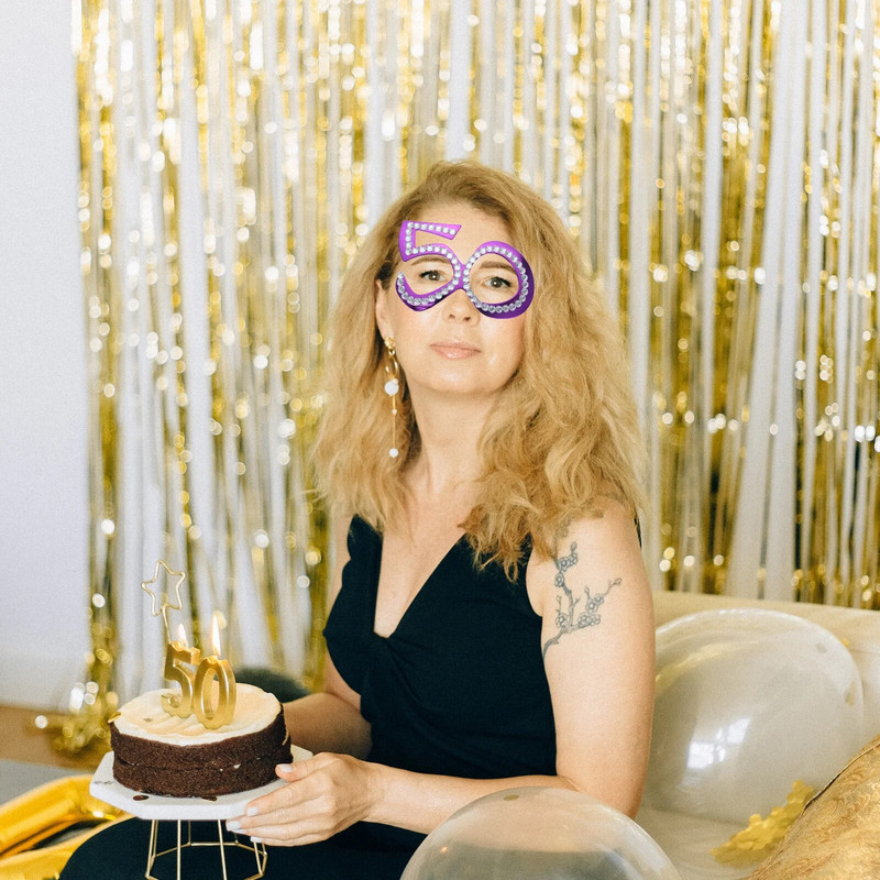 50. születésnapi szemüvegek műanyag parti szemüvegek strasszos szám gyöngyös napszemüvegek 50. évforduló