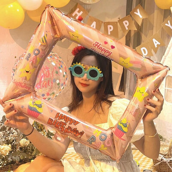 Αστεία κορνίζα φωτογραφιών Μπαλόνι για πάρτι γενεθλίων Γάμος Αποφοίτηση φωτογραφιών για παιδιά Αλουμινένια ταινία Μπαλόνι Διακόσμηση Πρωτοχρονιάς