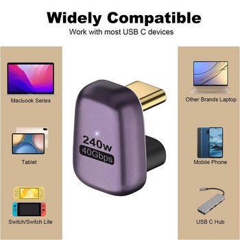 Nku 240W Type-C адаптер 40Gbps U форма USB C удължител 180 градуса ъглов конектор Поддържа 8K дисплей за Macbook лаптоп таблет