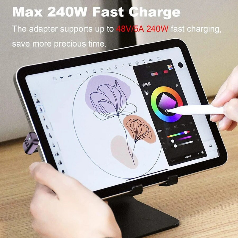 Nku 240W Type-C adapteris 40Gbps U formos USB C plėstuvas 180 laipsnių kampo jungties palaikymas 8K ekranas, skirtas Macbook nešiojamajam planšetiniam kompiuteriui