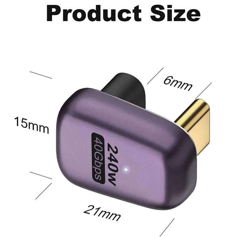 Nku 240W Type-C adapteris 40Gbps U formos USB C plėstuvas 180 laipsnių kampo jungties palaikymas 8K ekranas, skirtas Macbook nešiojamajam planšetiniam kompiuteriui