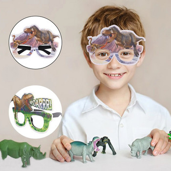 Παιδική διακόσμηση για χαρούμενα γενέθλια αγόρι 3D αστεία γυαλιά κορνίζα Creative Dinosaur Jungle Party Photography Photo Props