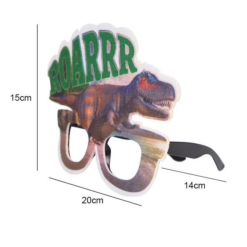 Vaikų gimtadienio papuošimas berniukui 3D Juokingi akinių rėmeliai Kūrybiški dinozaurų džiunglių vakarėlio akiniai fotografijos fotorekvizitai