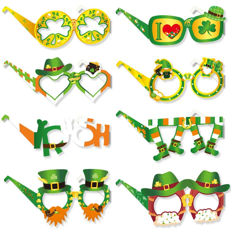8 buc. Ochelari de hârtie pentru festivalul irlandez pentru petrecere