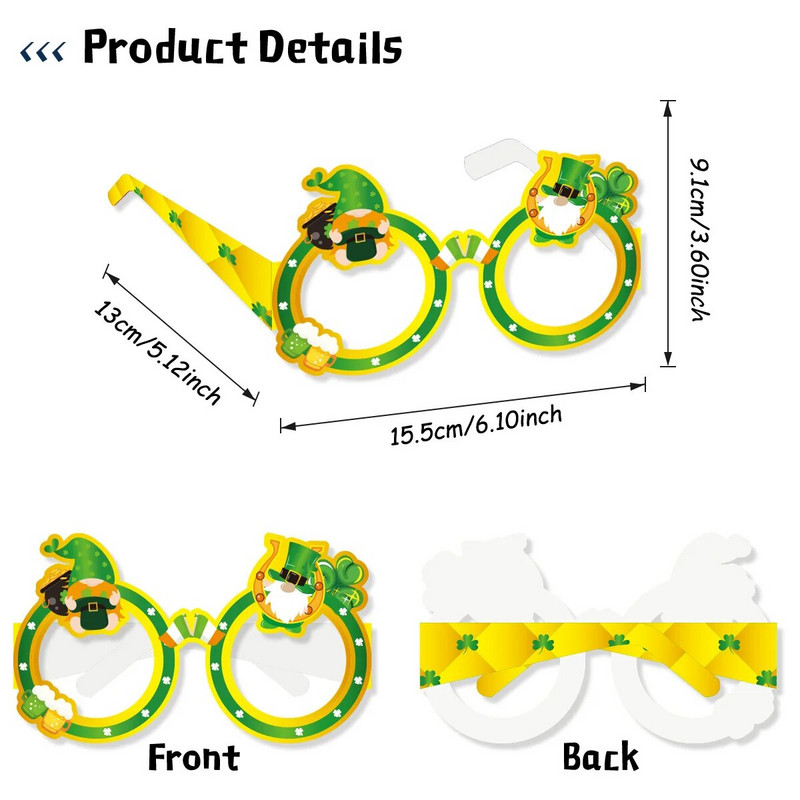 8 buc. Ochelari de hârtie pentru festivalul irlandez pentru petrecere