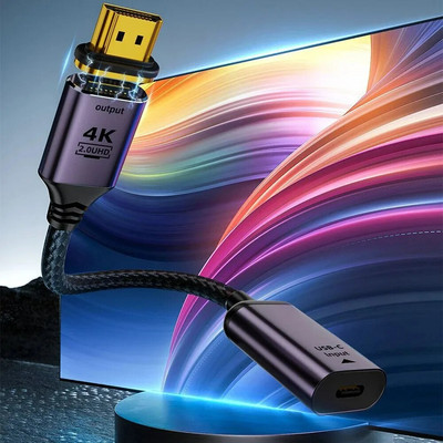 USB C įvesties „Thunderbolt3“ į HDMI suderinama 2.0 išvestis 4K@60Hz UHD ekrano adapterio laidas su magnetine jungtimi, skirta „Macbook HDTV“
