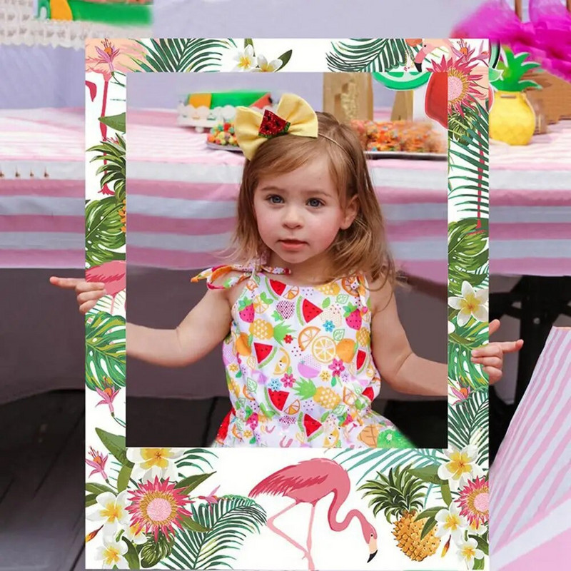 Vaivorykštės vienaragio gimtadienio popierius nuotraukų rėmelis Flamingo undinė vaikams mergaičių gimtadienio dekoravimas Kūdikių dušo vakarėlio nuotraukų rėmelių rekvizitai