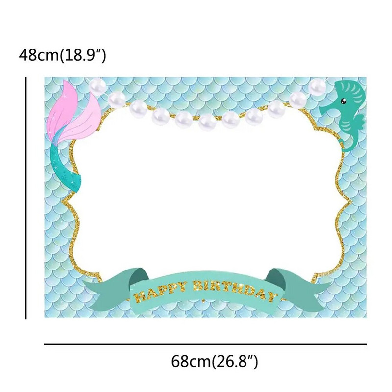 Vaivorykštės vienaragio gimtadienio popierius nuotraukų rėmelis Flamingo undinė vaikams mergaičių gimtadienio dekoravimas Kūdikių dušo vakarėlio nuotraukų rėmelių rekvizitai