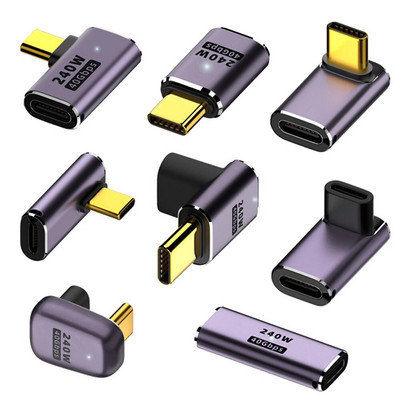 Type-C OTG adapter USB4 40Gbps podrška 8K60Hz 5A 240W PD Pretvarač podataka za brzo punjenje 90/180 stupnjeva koljenasti konektor za PC telefon