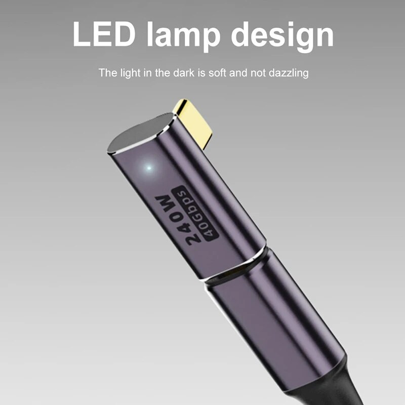 Type-C OTG adapter USB4 40Gbps podrška 8K60Hz 5A 240W PD Pretvarač podataka za brzo punjenje 90/180 stupnjeva koljenasti konektor za PC telefon