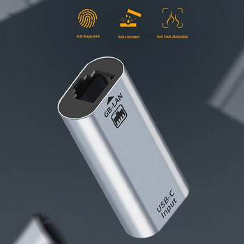 USB C женски към RJ45 женски USB тип C към Ethernet адаптер 10/100/1000 Gigabit кабелна LAN мрежова карта за компютър, лаптоп, смартфон