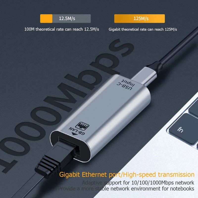 USB C lizdas iki RJ45 lizdas USB C tipo prie Ethernet adapteris 10/100/1000 gigabitų laidinio LAN tinklo plokštė, skirta asmeniniam nešiojamam kompiuteriui išmaniajam telefonui