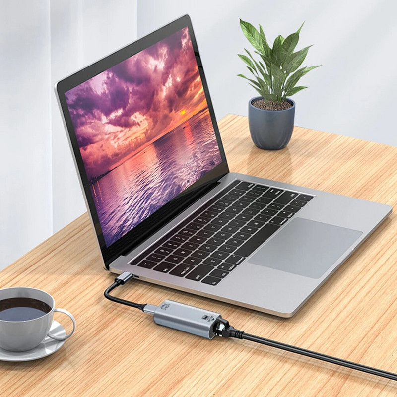 USB C lizdas iki RJ45 lizdas USB C tipo prie Ethernet adapteris 10/100/1000 gigabitų laidinio LAN tinklo plokštė, skirta asmeniniam nešiojamam kompiuteriui išmaniajam telefonui