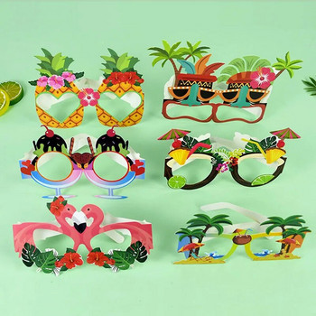 8 τμχ Χαβάη Aloha θεματικά χάρτινα ποτήρια φρούτων ανανάς γυαλιά φλαμίνγκο φωτογραφικά στηρίγματα Χαβάης Τροπική διακόσμηση πάρτι γενεθλίων