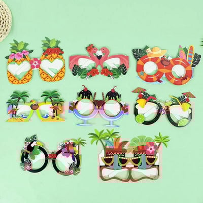 8 tk Hawaii Aloha teemapaberist prillid puuviljast ananassist flamingo prillid fotorekvisiidid Hawaii troopiline sünnipäevapeo kaunistus