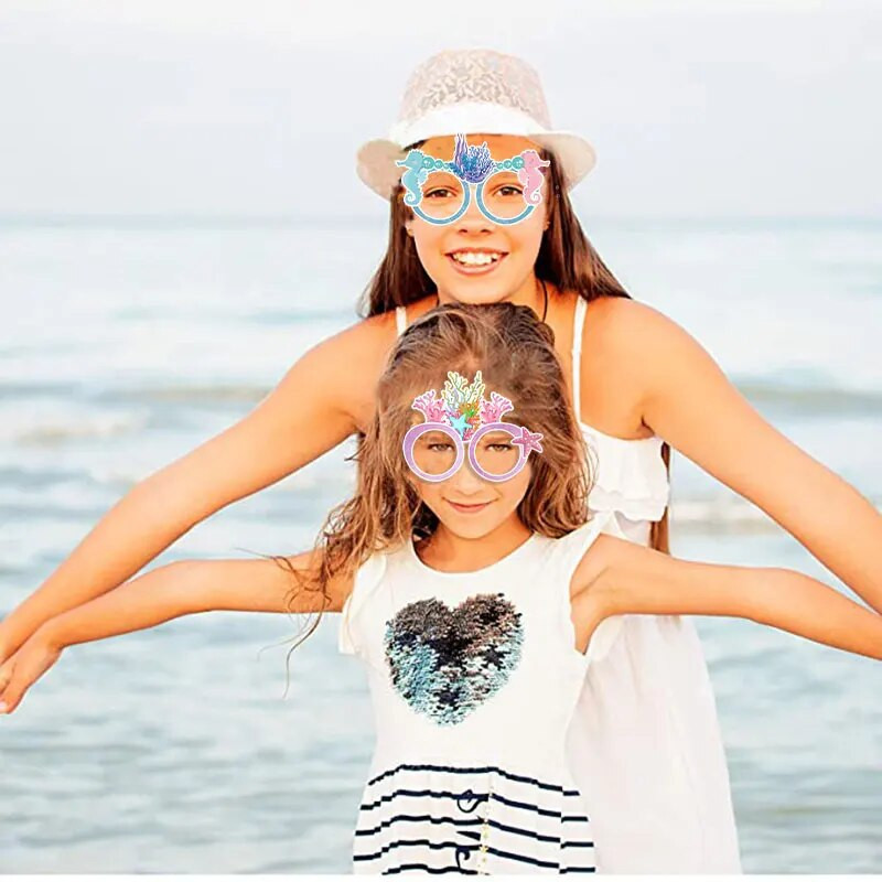 6 bucăți petrecere cu sirenă coadă de pește ochelari de hârtie pentru petrecere de aniversare pentru copii, pentru petrecerea sub mare, decorațiuni tematice pentru sirenă