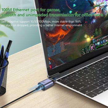 Καλώδιο προσαρμογέα Ethernet Nku USB C 1000Mbps χωρίς δίσκο Type-C σε κάρτα δικτύου RJ45 Υποδοχή δικτύου για φορητό υπολογιστή φορητό τηλέφωνο