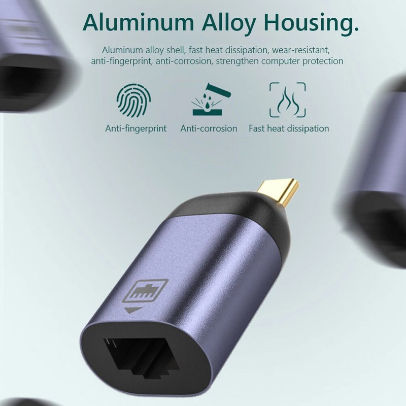 Nku USB C eterneto adapterio kabelis 1000Mbps be disko C tipo ir RJ45 tinklo plokštės Lan jungtis, skirta asmeniniam nešiojamam kompiuteriui mobiliajam telefonui