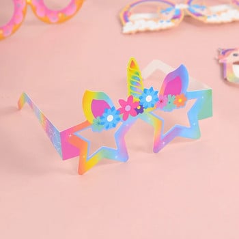 8 бр. Unicorn Paper Glasses Photo Reps Rainbow Unicorn Kids Girls Birhtday Festival Party Gift Decorations Baby Shower Supplies