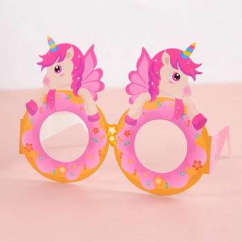 8 бр. Unicorn Paper Glasses Photo Reps Rainbow Unicorn Kids Girls Birhtday Festival Party Gift Decorations Baby Shower Supplies