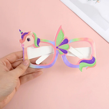 8 бр. Unicorn Paper Glasses Photo Reps Rainbow Unicorn Kids Girls Birhtday Festival Party Gift Decorations Baby Shower Supplies