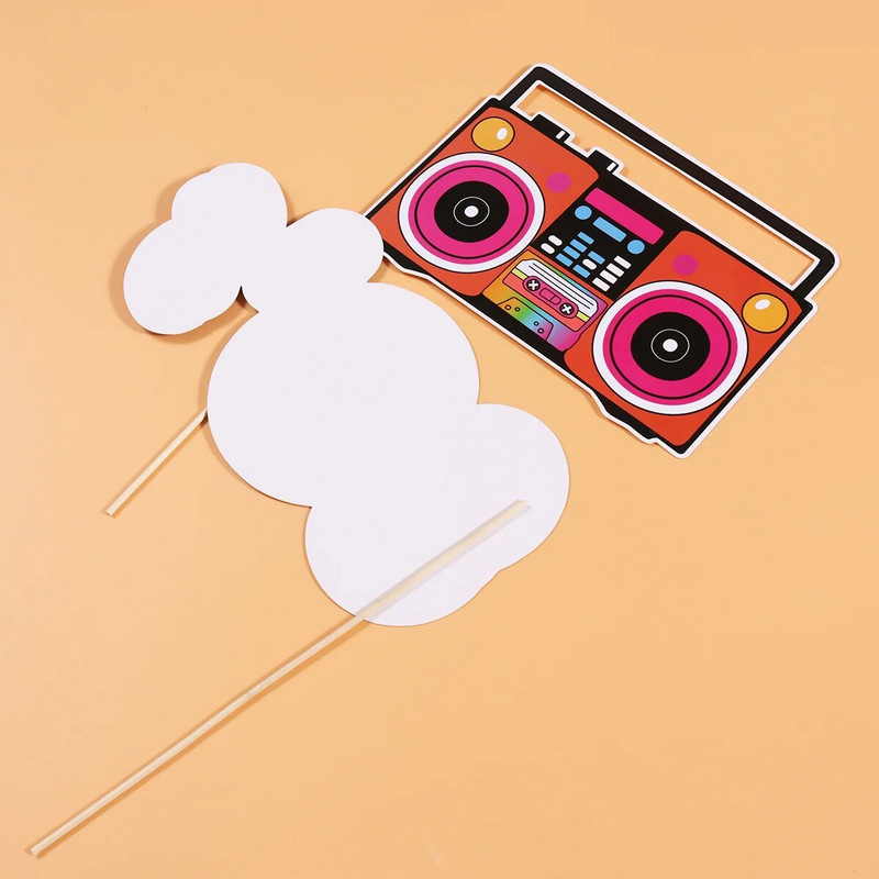 21 vnt. 80-ųjų nuotraukų būdelės rekvizitai Nuotraukų būdelės rekvizitai Juokingi neoniniai vakarėlių reikmenys 80-ųjų teminių vakarėlių reikmenys