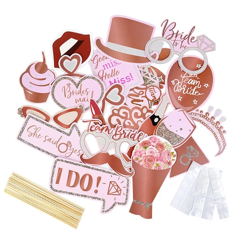 25kom/set Rekviziti za mladenku Foto kabina Papirni okvir Dekoracija djevojačke večeri Vjenčani dar Svadbeni tuš Rekviziti za djevojačku zabavu