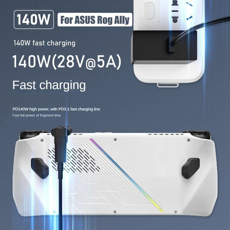 USB3.1 20Gbps duomenų adapteris 8K60hz 140W 28V 5A USB C į C greito įkrovimo keitiklio adapteris, skirtas ASUS ROG Ally for Switch