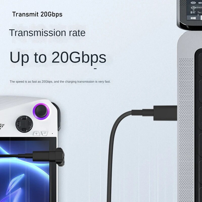 USB3.1 20Gbps duomenų adapteris 8K60hz 140W 28V 5A USB C į C greito įkrovimo keitiklio adapteris, skirtas ASUS ROG Ally for Switch