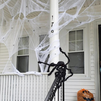 Декорации за Хелоуин Изкуствена паяжина Разтеглива паяжина Страшно парти Декорация за Хелоуин за бар Обитавана от духове къща Сцена Реквизит