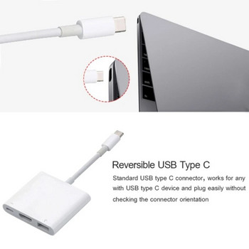 USB Type-C HUB C към HDMI-съвместим сплитер USB 3 IN 1 4K HDMI USB 3.0 PD Адаптер за бързо зареждане за Android IPhone15 MacBook PC