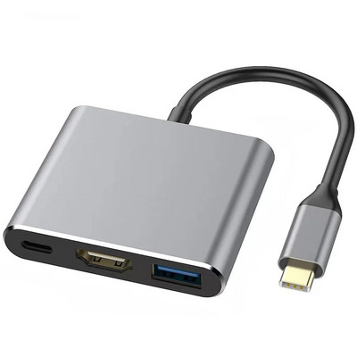 C-tüüpi USB HUB C-ga HDMI-ühilduv jaotur USB 3 IN 1 4K HDMI USB 3.0 PD kiirlaadimisadapter Androidi IPhone15 MacBook PC jaoks