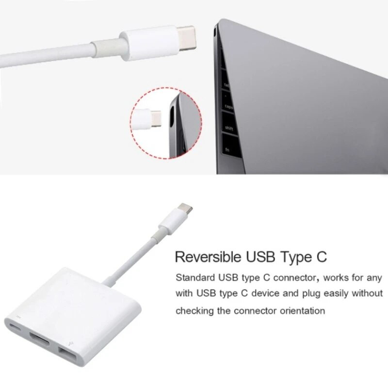 USB Type-C HUB C la HDMI Splitter compatibil USB 3 ÎN 1 4K HDMI USB 3.0 PD Adaptor de încărcare rapidă pentru Android IPhone15 MacBook PC