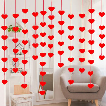 85 Red Hearts Felt Γιρλάντα Ημέρα του Αγίου Βαλεντίνου Κόκκινη καρδιά κρεμαστό κορδόνι γιρλάντα του Αγίου Βαλεντίνου Είδη διακόσμησης για πάρτι γενεθλίων