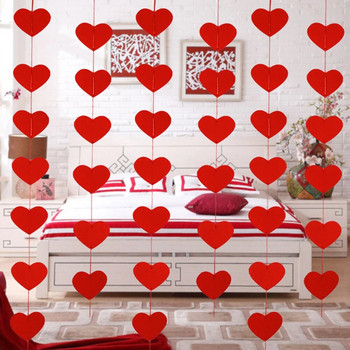 85 Red Hearts Felt Γιρλάντα Ημέρα του Αγίου Βαλεντίνου Κόκκινη καρδιά κρεμαστό κορδόνι γιρλάντα του Αγίου Βαλεντίνου Είδη διακόσμησης για πάρτι γενεθλίων