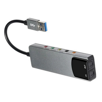6-в-1 компютърна звукова карта 5.1 USB външна звукова карта, многофункционален аудио конвертор за лаптоп, алуминиева звукова карта, издръжлива