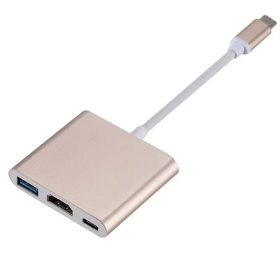 3 в 1 тип C към HDMI-съвместим USB 3.0 адаптер за зареждане USB-C 3.1 хъб HDMI USB 3.0 PD интелигентен адаптер за бързо зареждане за MacBook