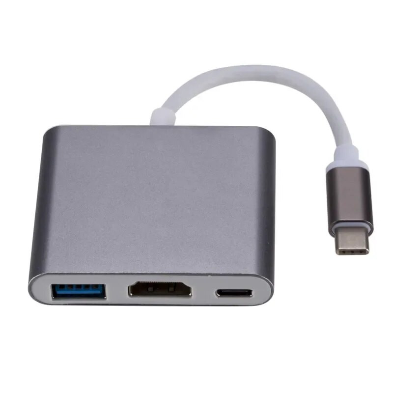 3 u 1 tip C na HDMI-kompatibilan USB 3.0 adapter za punjenje USB-C 3.1 čvorište HDMI USB 3.0 PD pametni adapter za brzo punjenje za MacBook