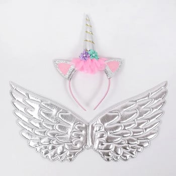 Unicorn Headband Fairy Angel Wings Παιδικά Δώρο Κορίτσια Rainbow Unicorn Διακόσμηση πάρτι γενεθλίων Cosplay Props Προμήθειες Baby Shower