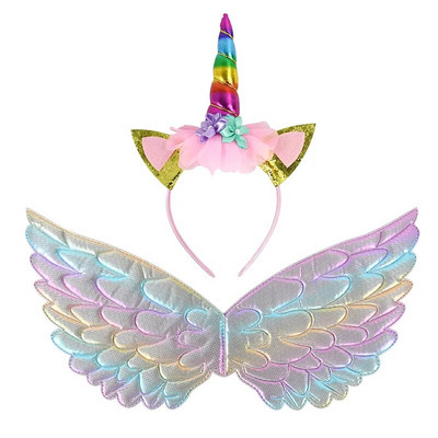 Banda pentru cap cu unicorn Zână Aripi de înger Cadou pentru copii Fete Curcubeu Unicorn Decor pentru petrecerea de ziua de naștere Accesorii pentru Cosplay Rechizite pentru Baby Shower