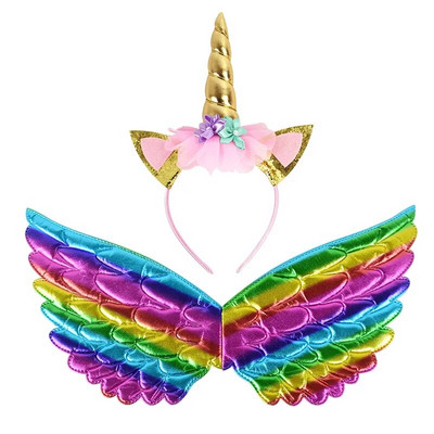 Banda pentru cap cu unicorn Zână Aripi de înger Cadou pentru copii Fete Curcubeu Unicorn Decor pentru petrecerea de ziua de naștere Accesorii pentru Cosplay Rechizite pentru Baby Shower